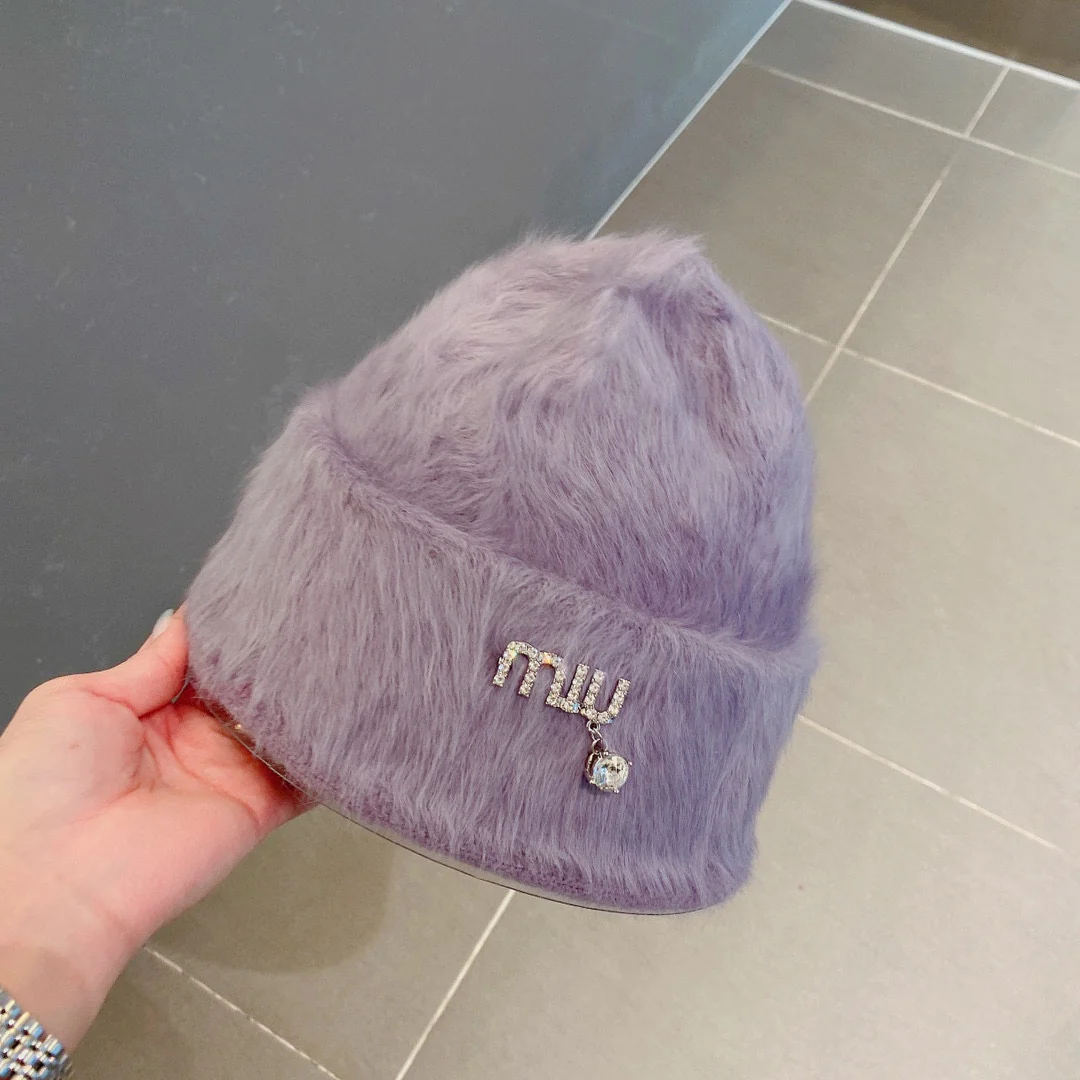 Miu Miu - Шапка из кроличьего меха - Фиолетовая