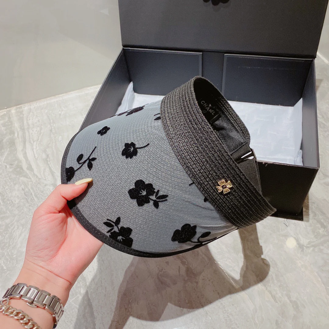 Солнцезащитная шляпа Chanel - Парик с открытым носком - Серый