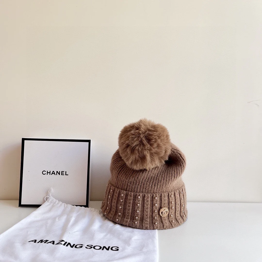 Chanel - Вязаная шапка - Коричневая