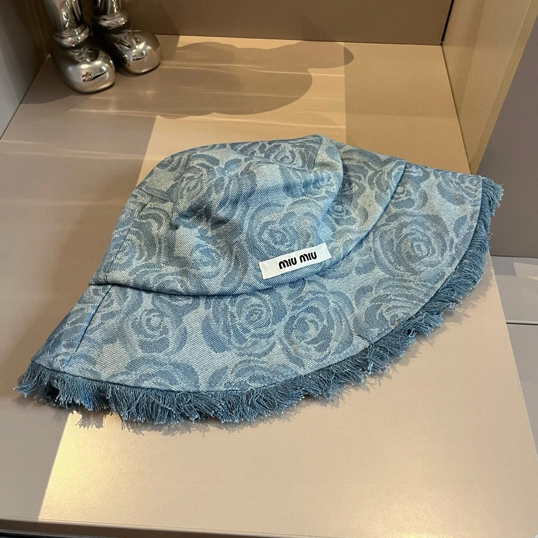 Панама Miu Miu Rose Cowboy Buckboy Hat - синяя