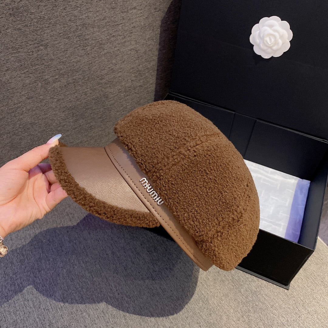 Берет Miu Miu из овечьей шерсти - коричневый