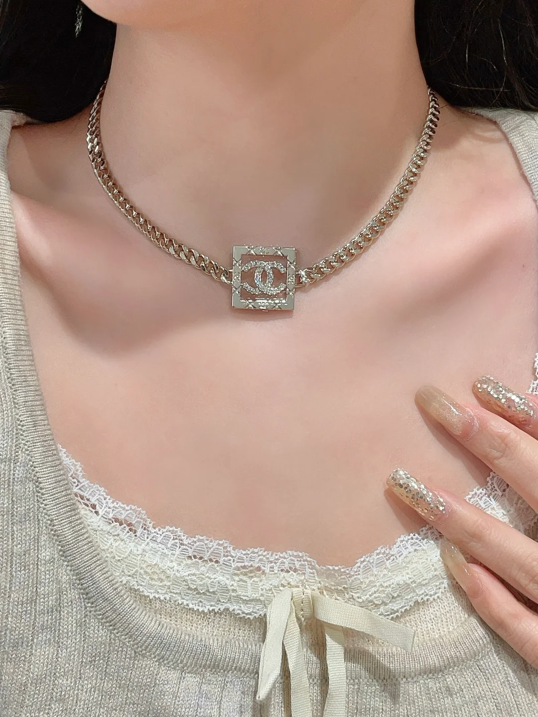 Колье Chanel 25p Square Openwork Double C