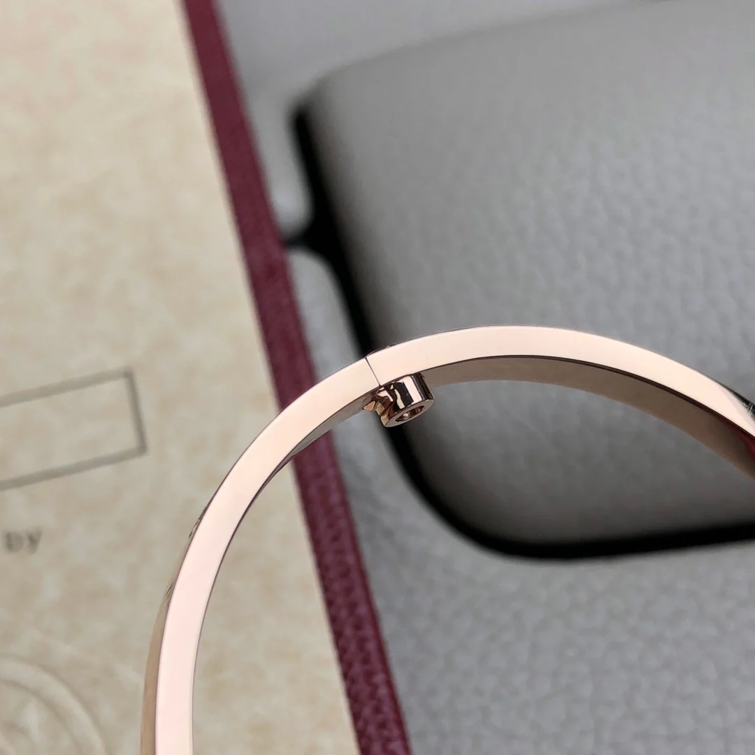 Тонкий браслет Cartier Love - Белое золото - Розовое золото - 6 бриллиантов - 10 бриллиантов