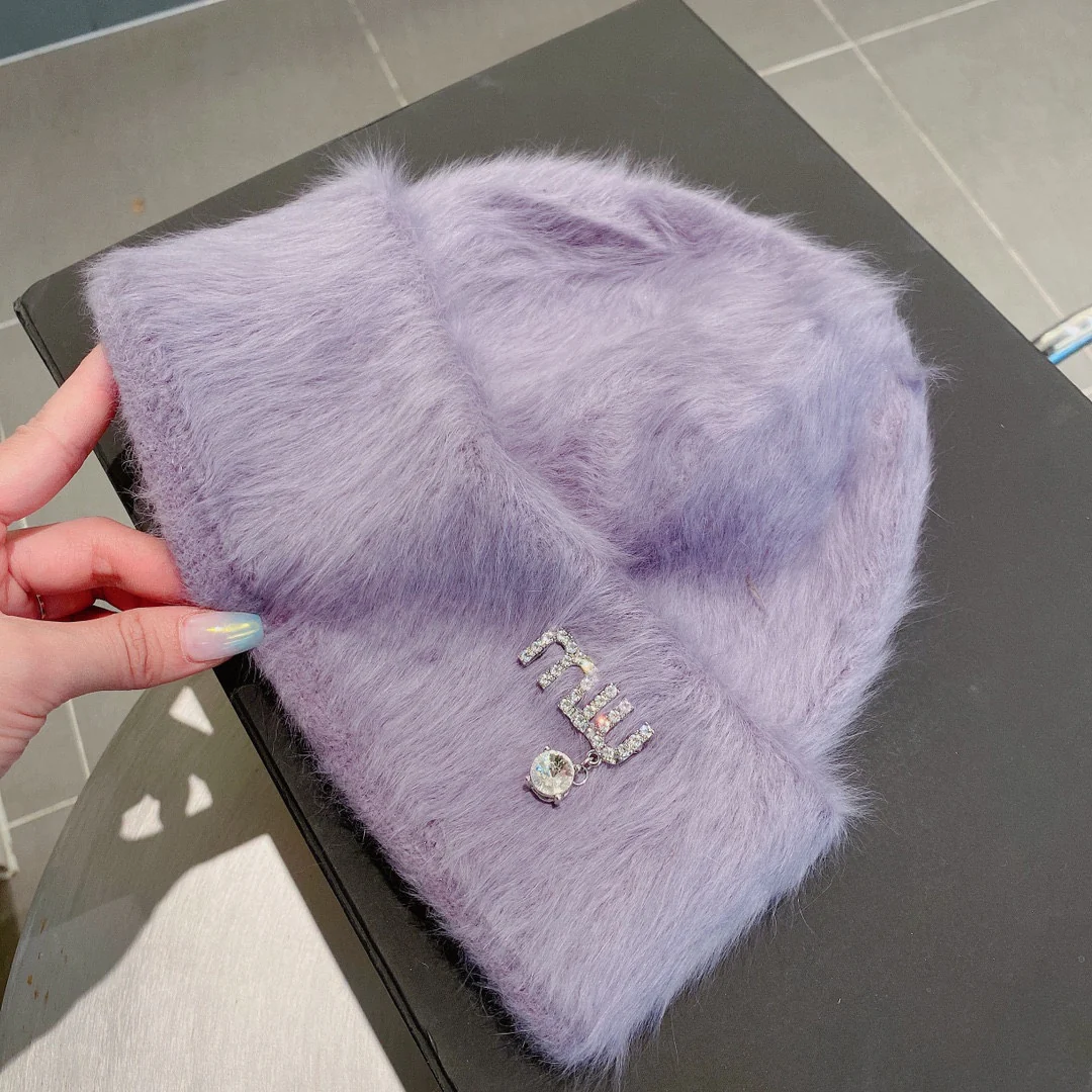 Miu Miu - Шапка из кроличьего меха - Фиолетовая