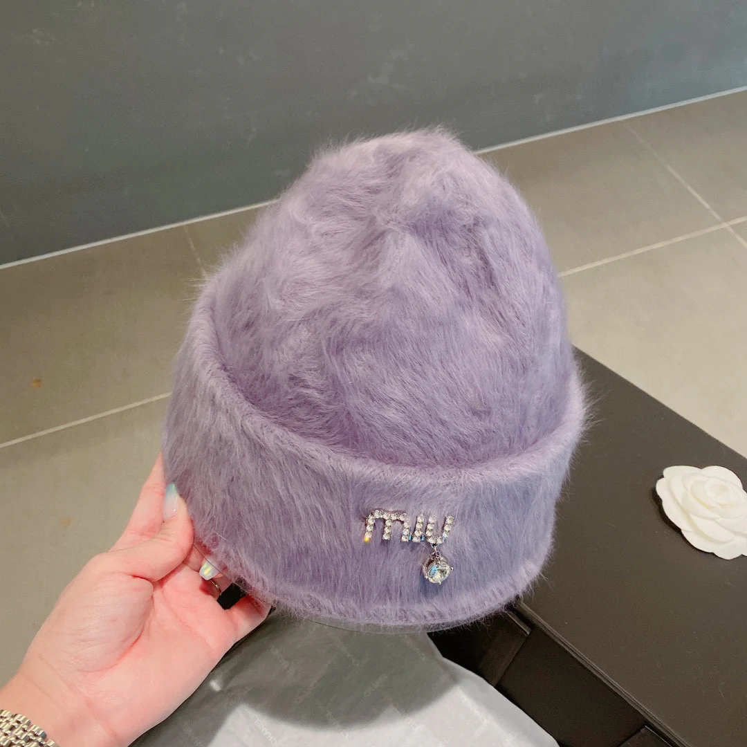 Miu Miu - Шапка из кроличьего меха - Фиолетовая