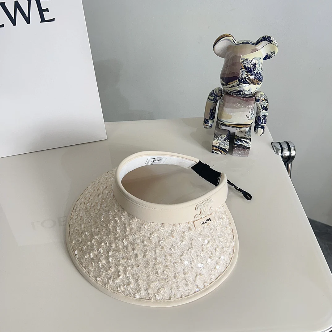 Новая летняя шляпа от солнца Celine 2024 с пайетками - бежевая.