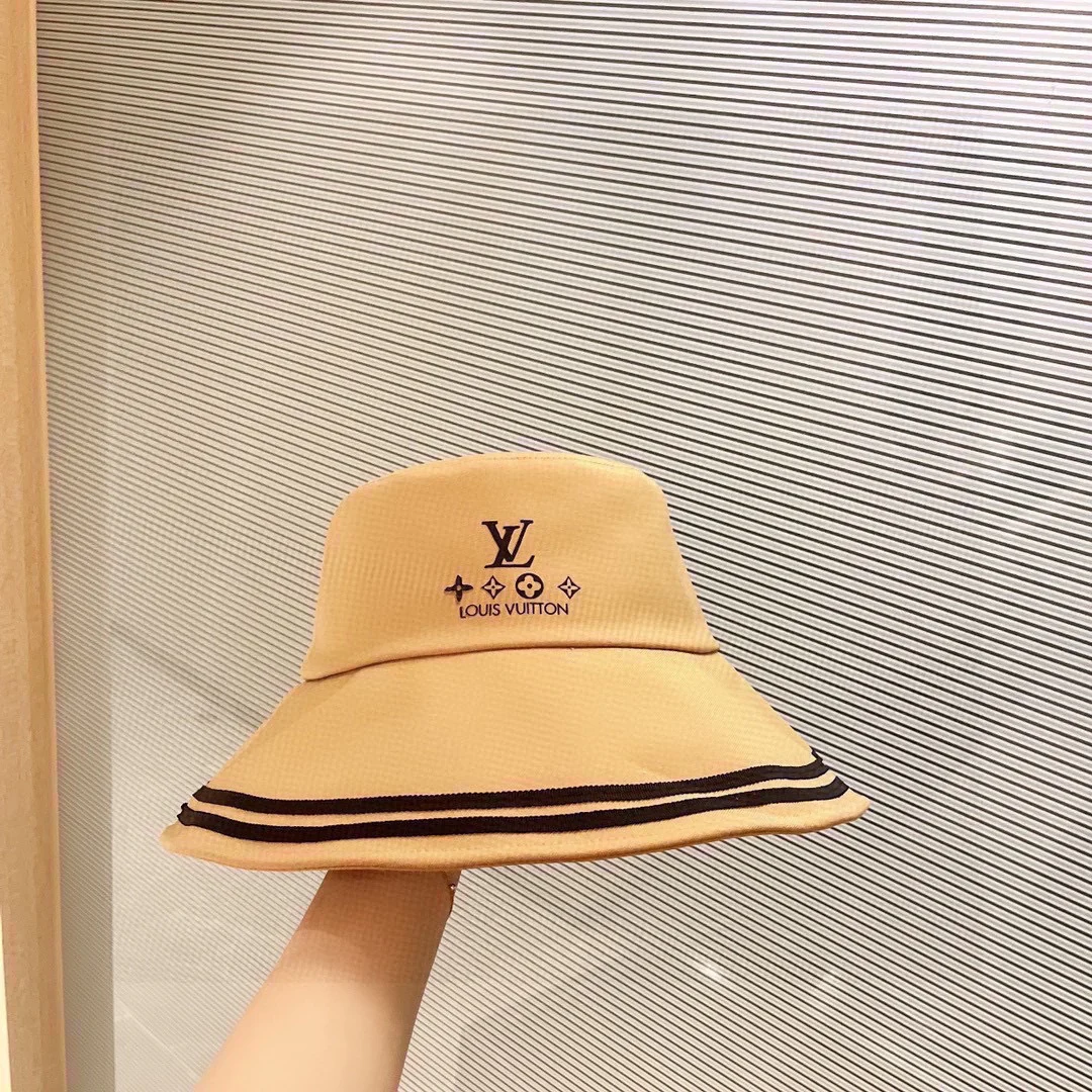 LV - Широкополая рыбацкая шляпа с цветовыми блоками - абрикосовый цвет