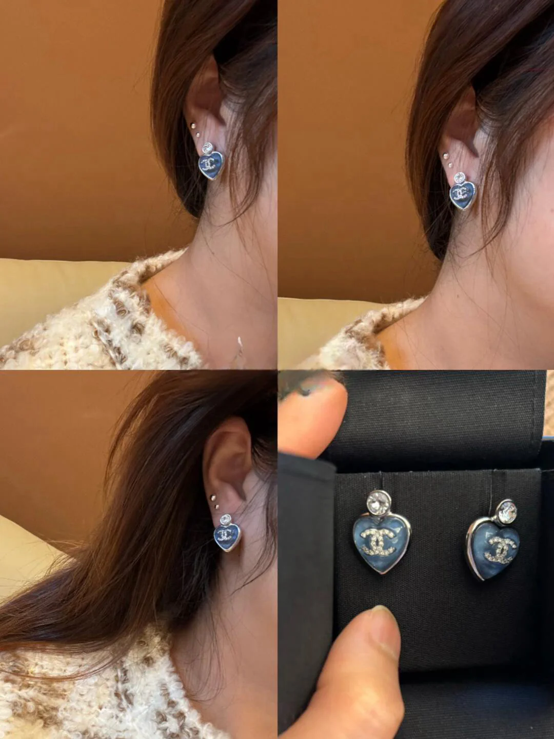 Серьги Chanel в виде голубого сердца (25 пенсов)