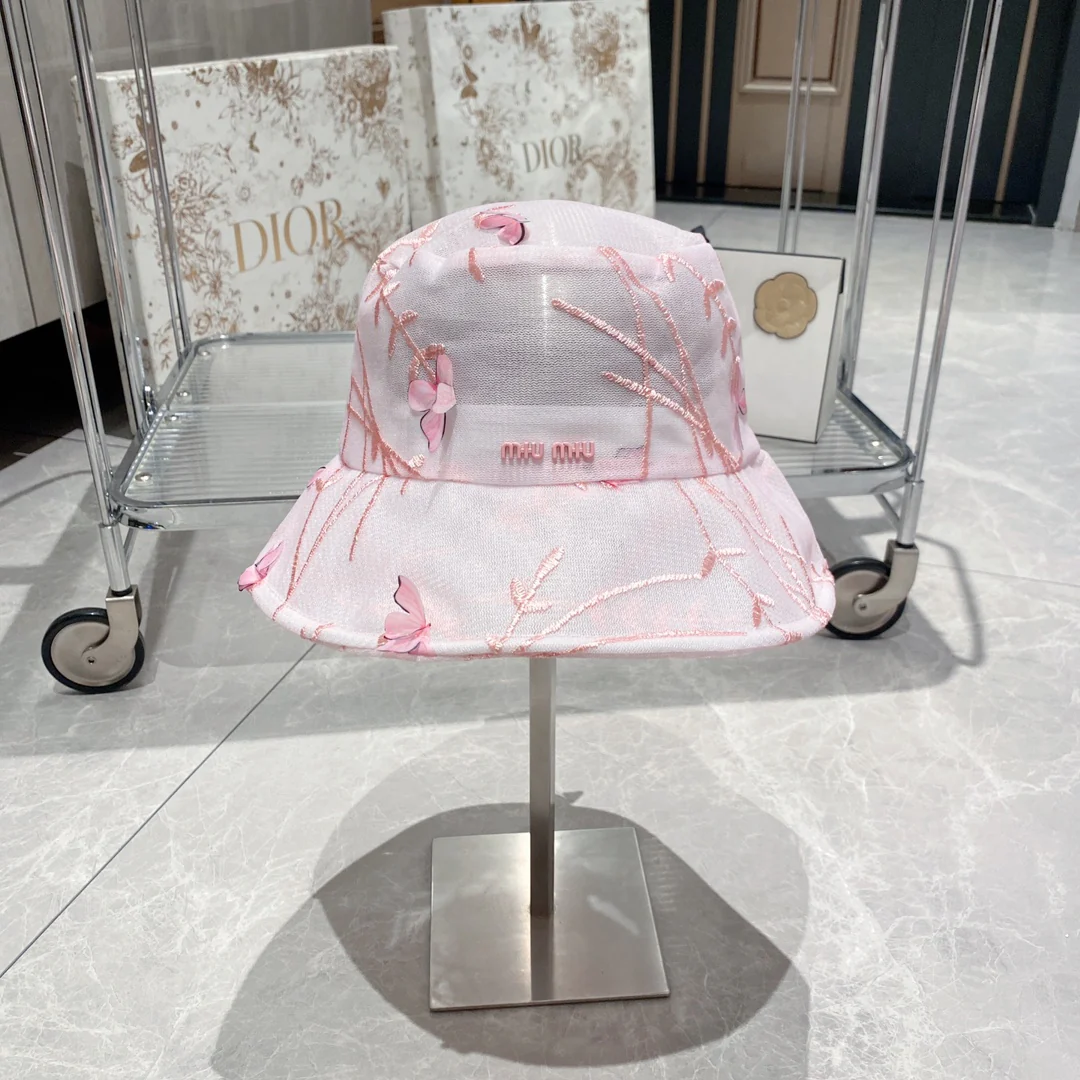 Новинка весны/лета Miu Miu 2023 — Рыбацкая шляпа из органзы — Розовая