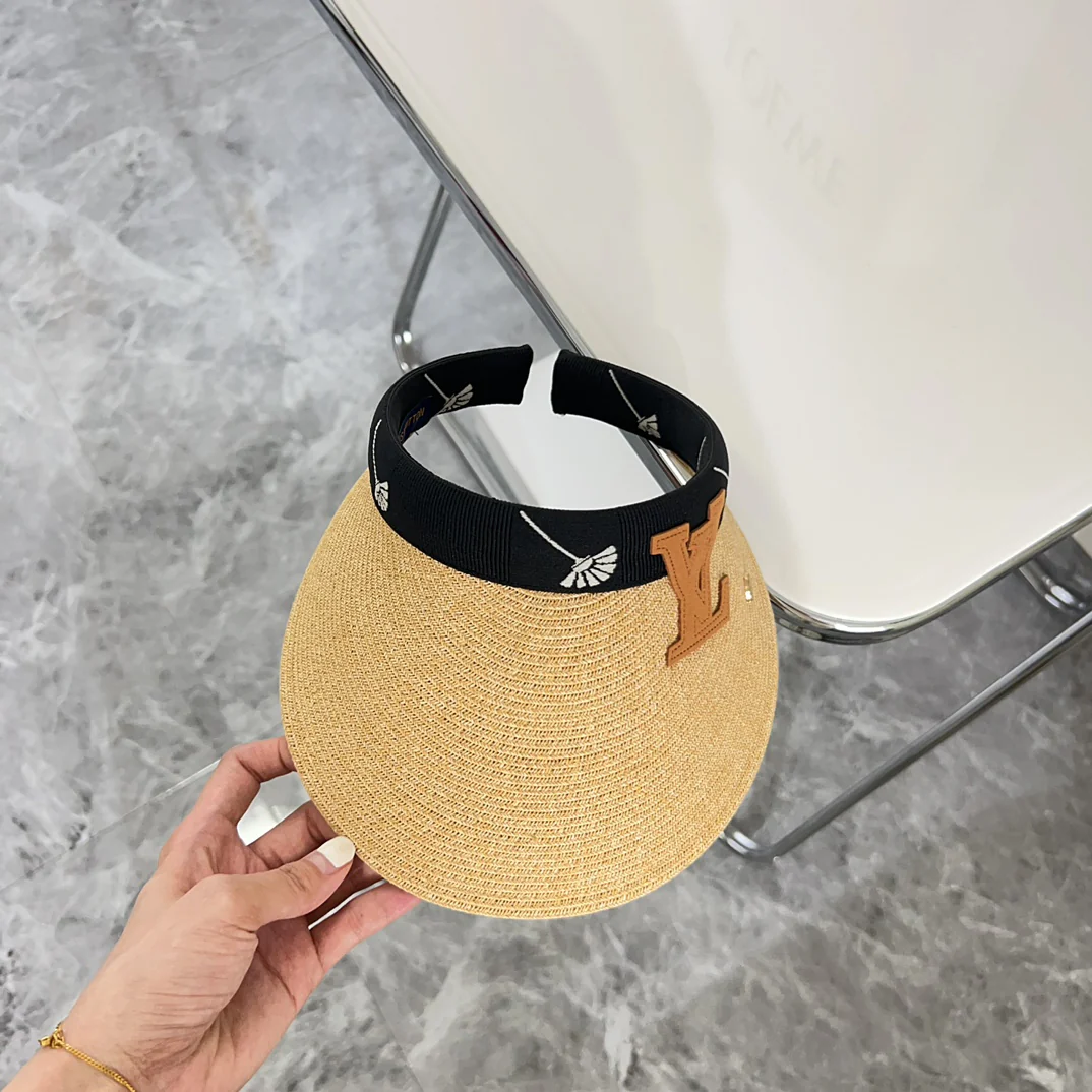 Новинка LV 2024 — Солнцезащитная шляпа из рафии — Черная