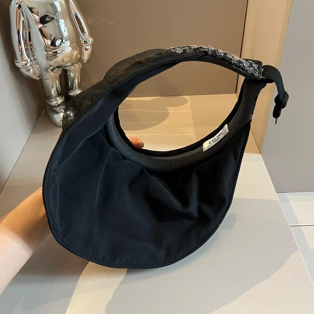 Celine - Новая шелковая шляпа от солнца с пайетками - Черная