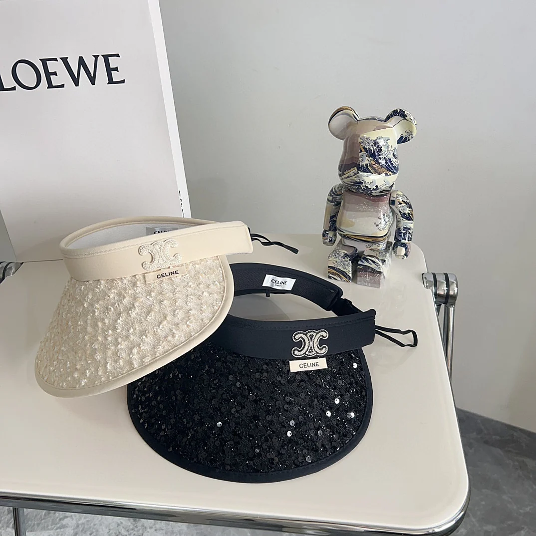 Новая летняя шляпа от солнца Celine 2024 с пайетками - бежевая.