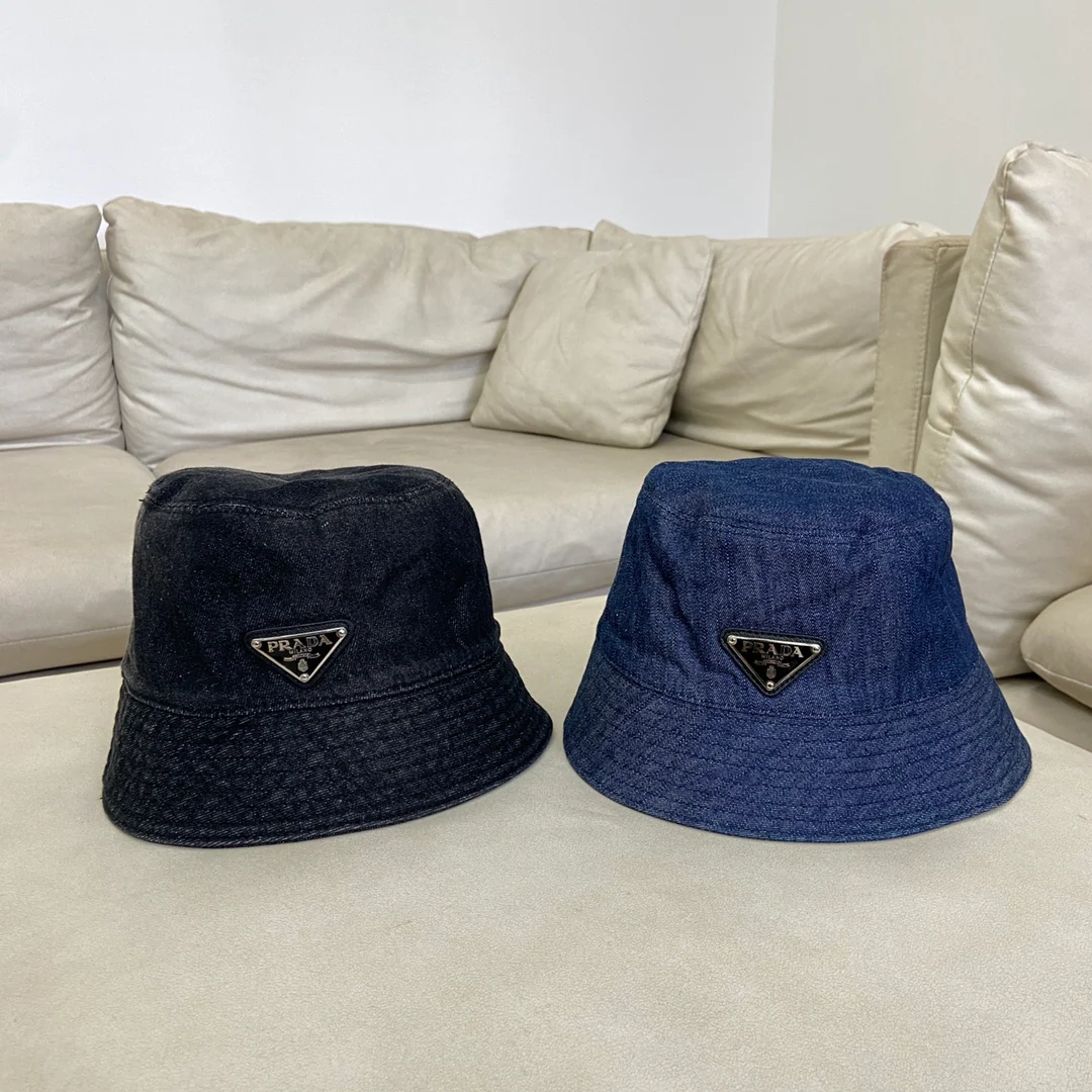 Рыбацкая шляпа Prada с эффектом потертости - Черная - 1