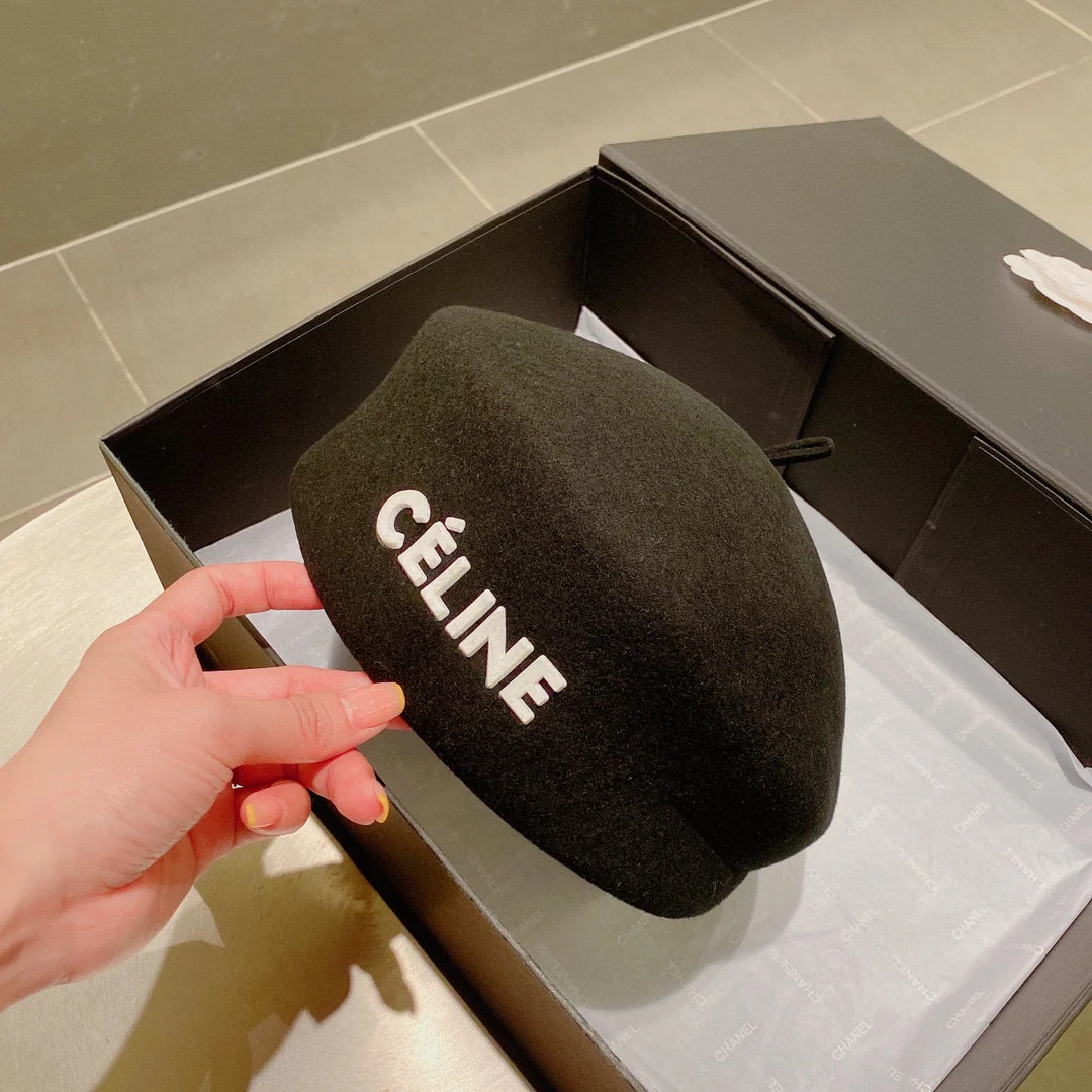 Celine - Шерстяной берет - Черный