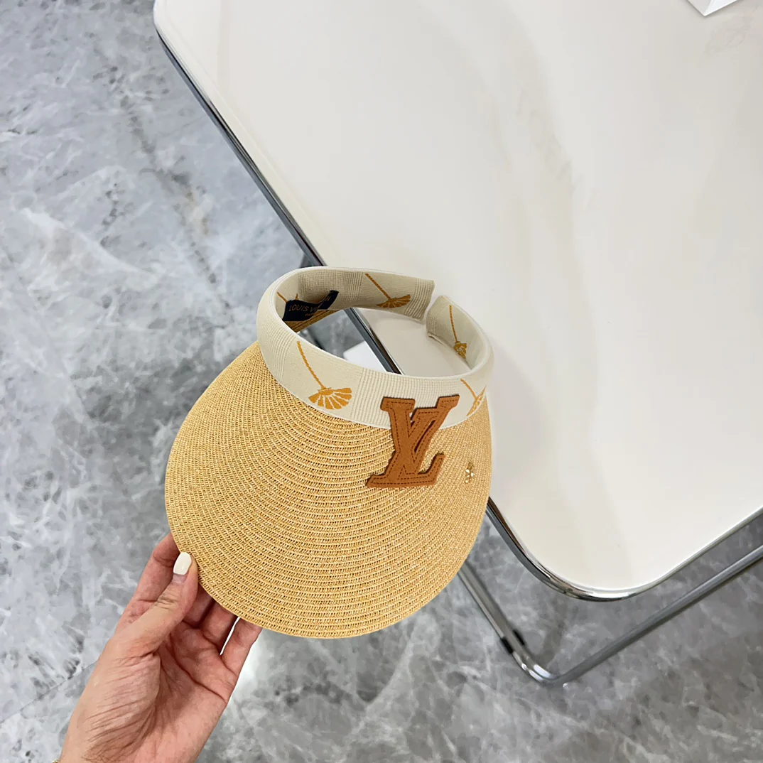 Новинка LV 2024 — Солнцезащитная шляпа из рафии — Белая