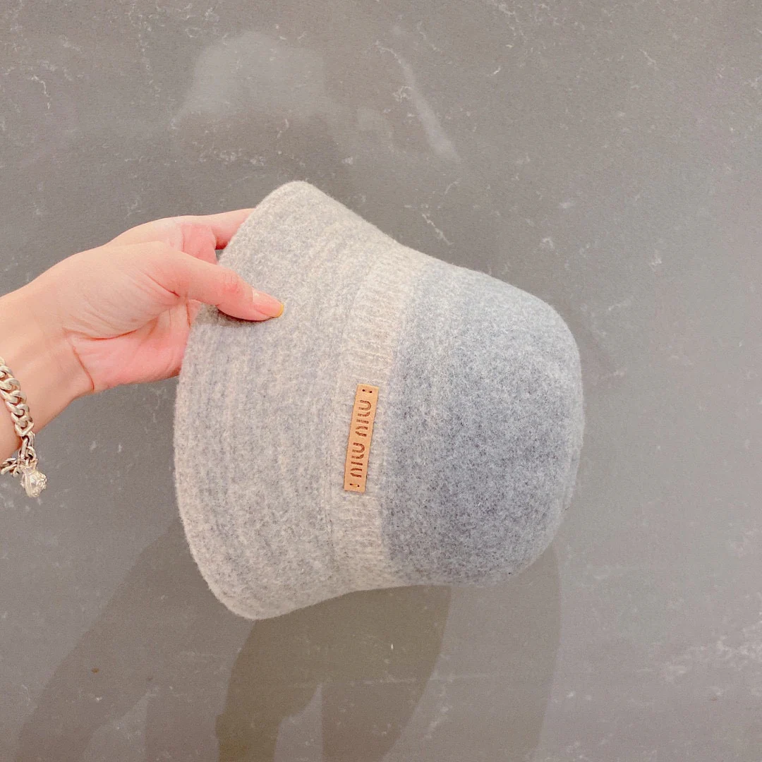 Miu Miu - Шерстяная градиентная рыбацкая шляпа - Серая