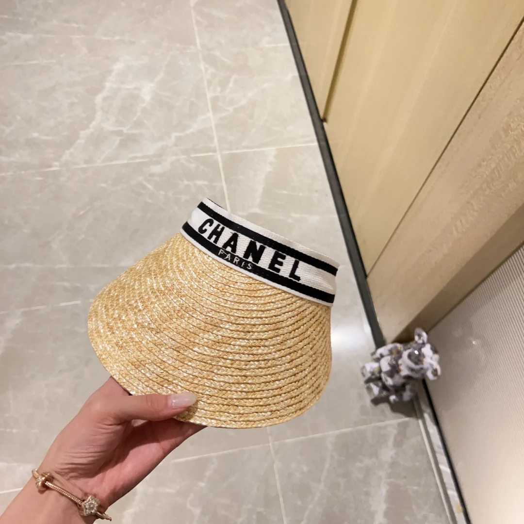 Новинка сезона весна/лето 2023 от Chanel - Соломенная шляпа с открытой шириной - Солнцезащитная шляпа - Белая