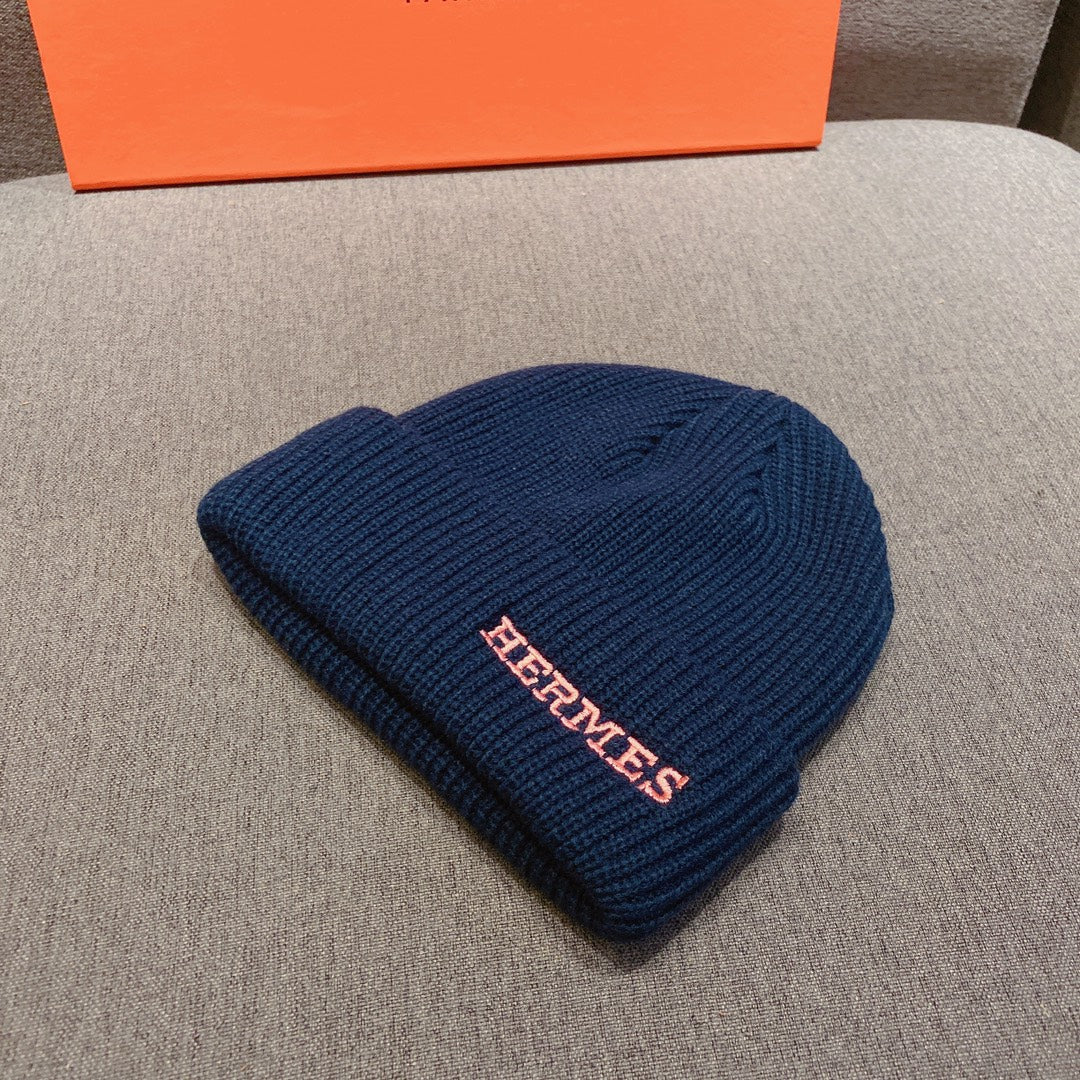 Hermes - Вязаная шапка-бини - Унисекс - Синяя