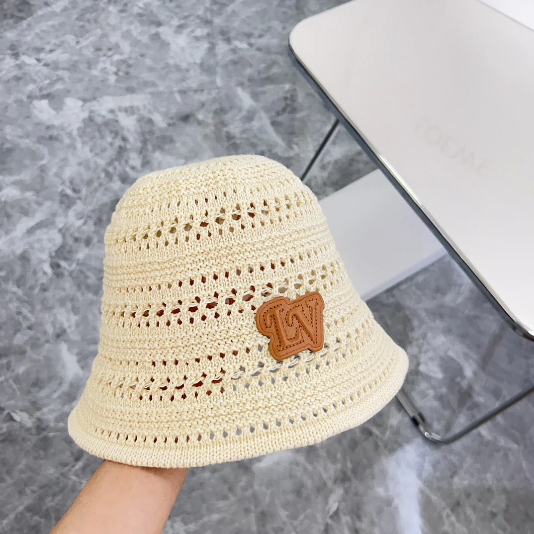Новинка LV 2024 года - Панама с ажурным плетением - Бежевая
