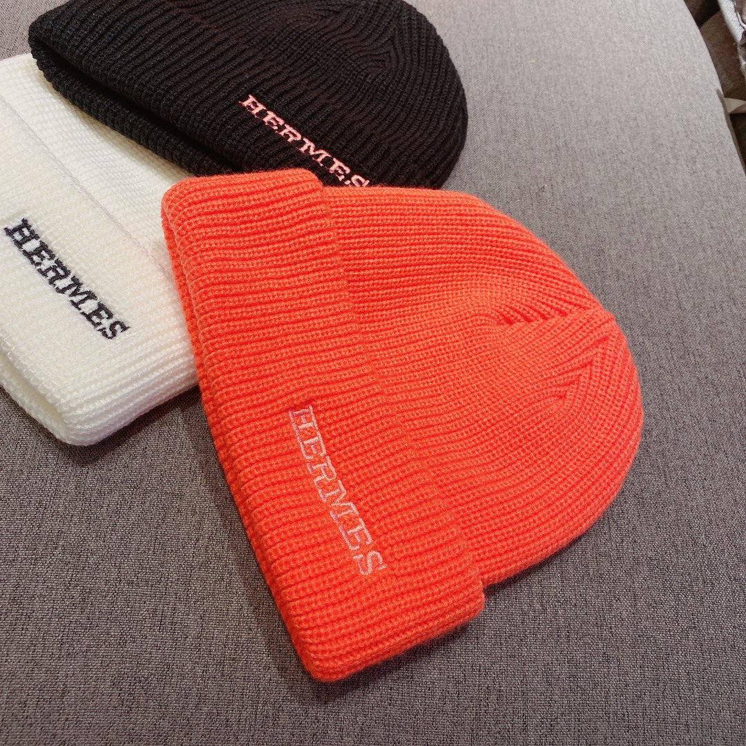 Вязаная шапка Hermes - унисекс - оранжевая