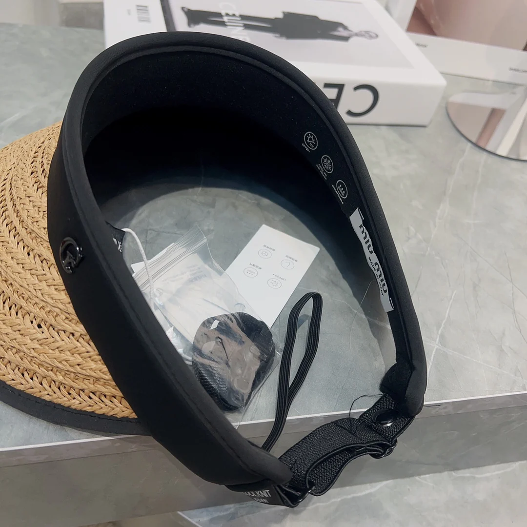 Новинка лета 2023 от Miu Miu - Соломенная шляпа-козырек - Солнцезащитная шляпа - Кофейно-коричневый