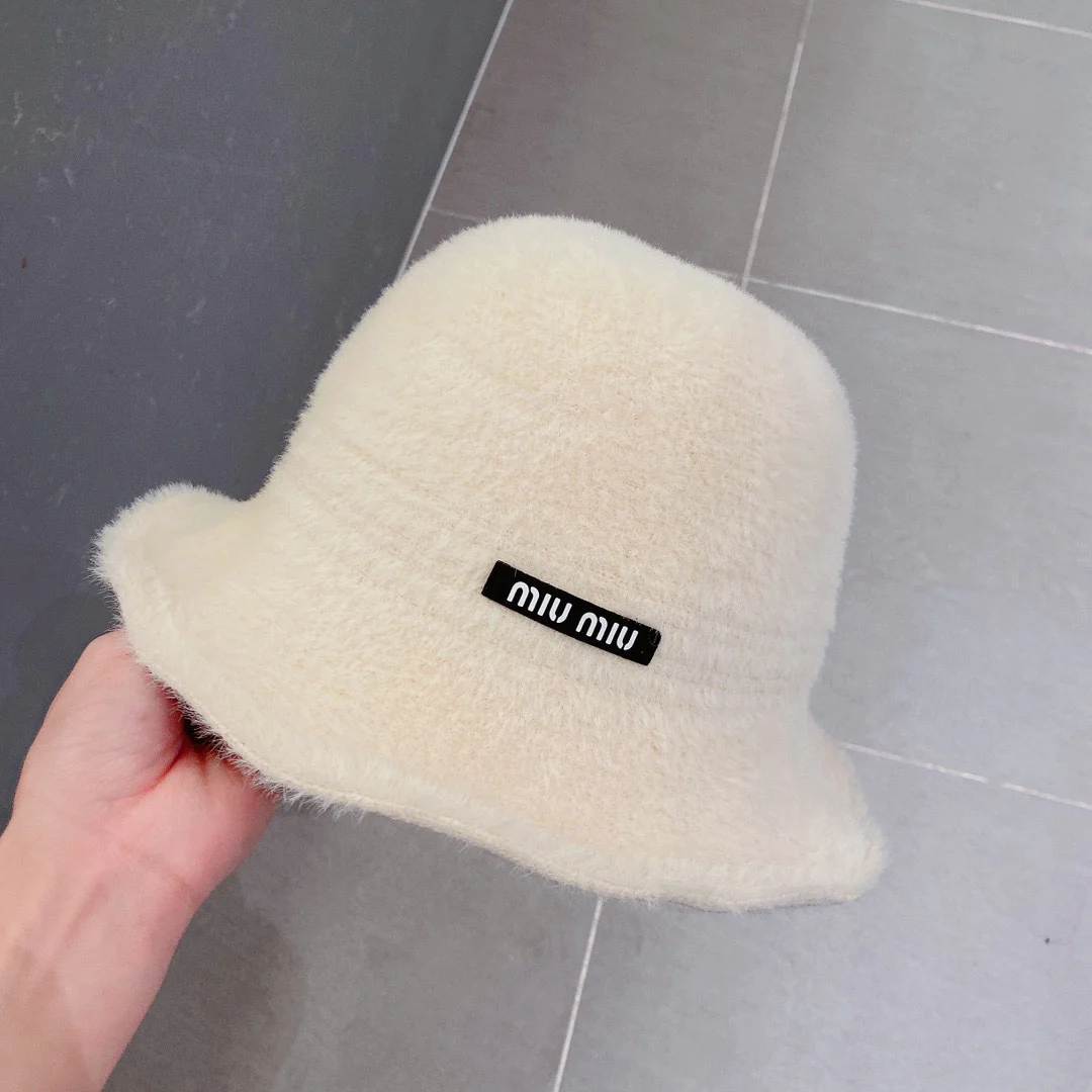 Miu Miu - Рыбацкая шляпа из норки - Белая