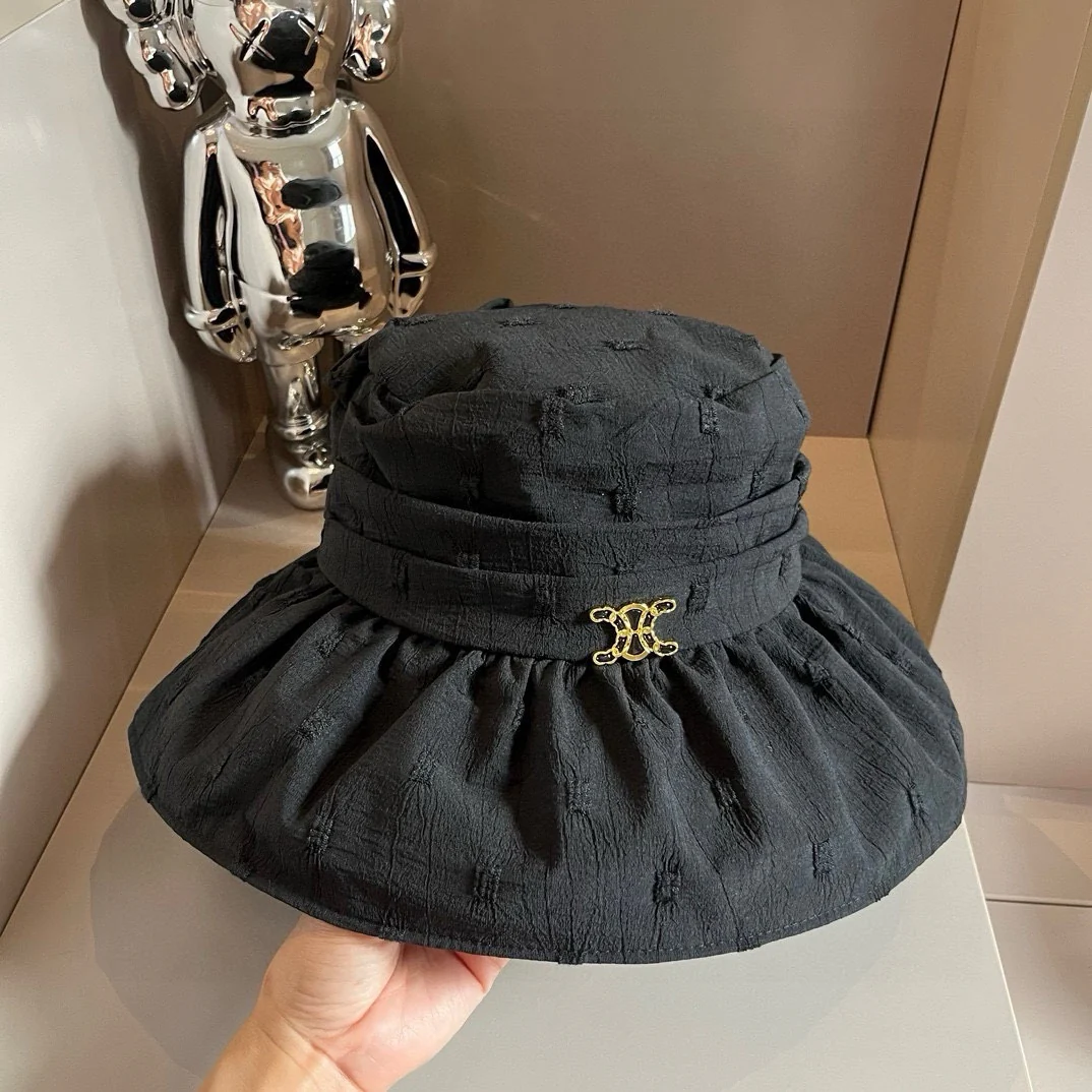 Celine - Солнцезащитная шляпа с оборками - Черная