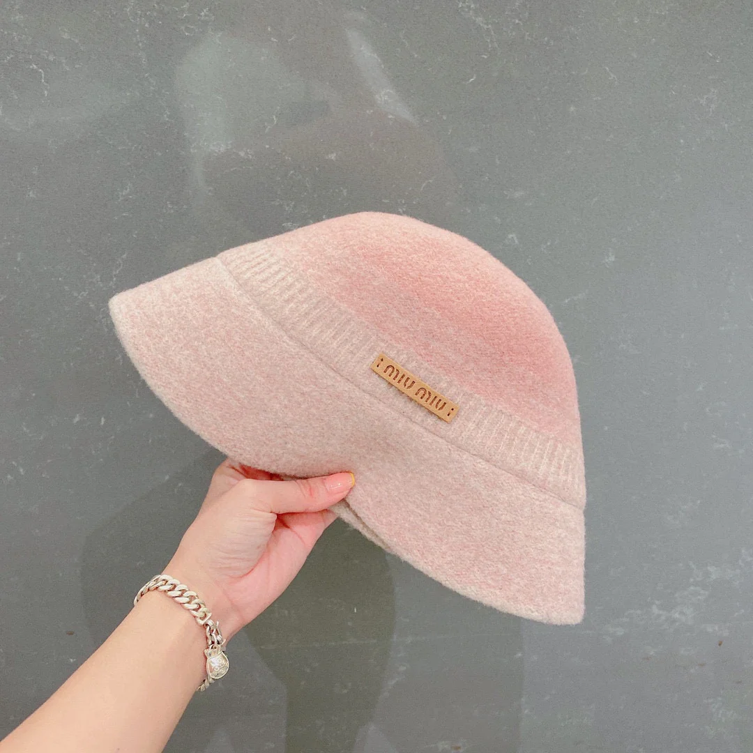 Miu Miu - Шерстяная рыбацкая шляпа с градиентным рисунком - Розовая