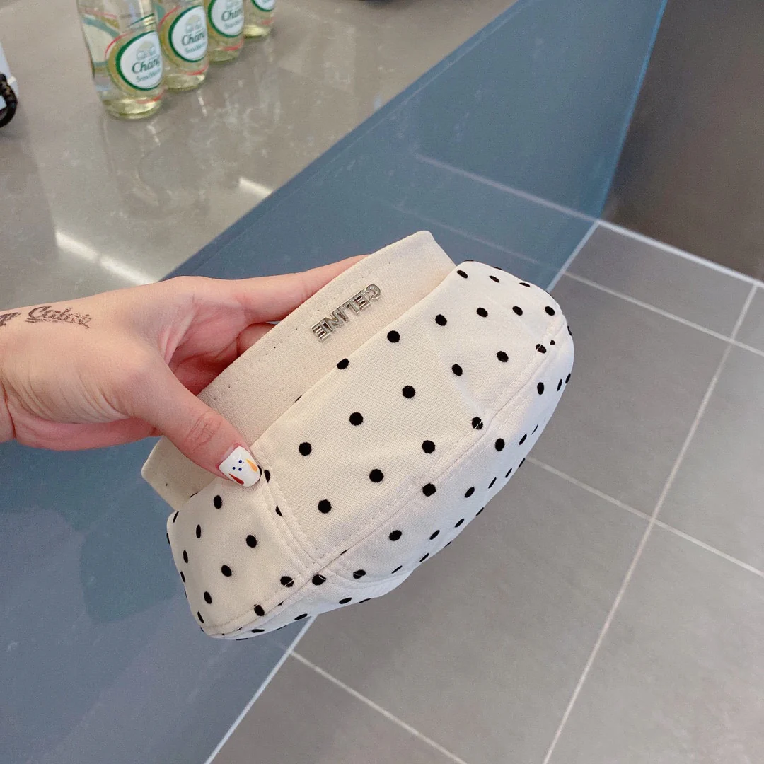 Берет Celine в горошек - белый