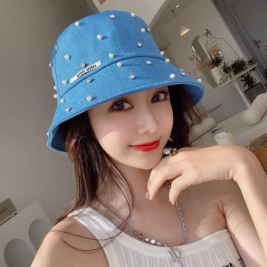 Miu Miu - Популярный товар в интернете - Панама из парусины - Обильно украшена жемчугом и стразами - 5 цветов - 1