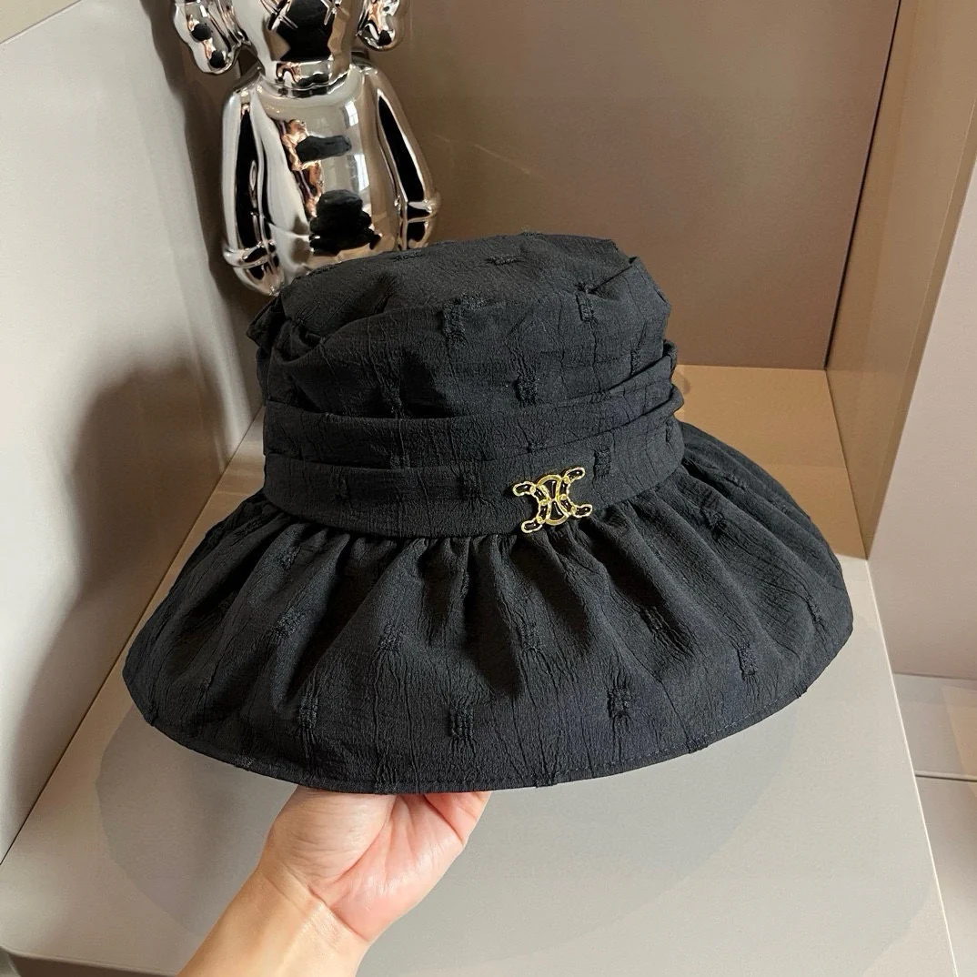 Celine - Солнцезащитная шляпа с оборками - Черная