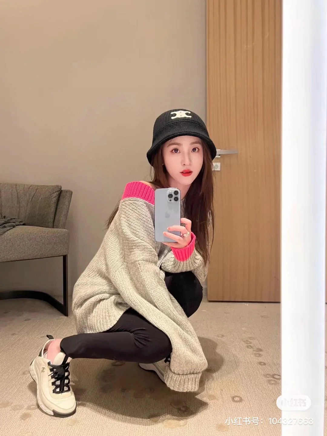 Celine - Вязаная панама - Черная