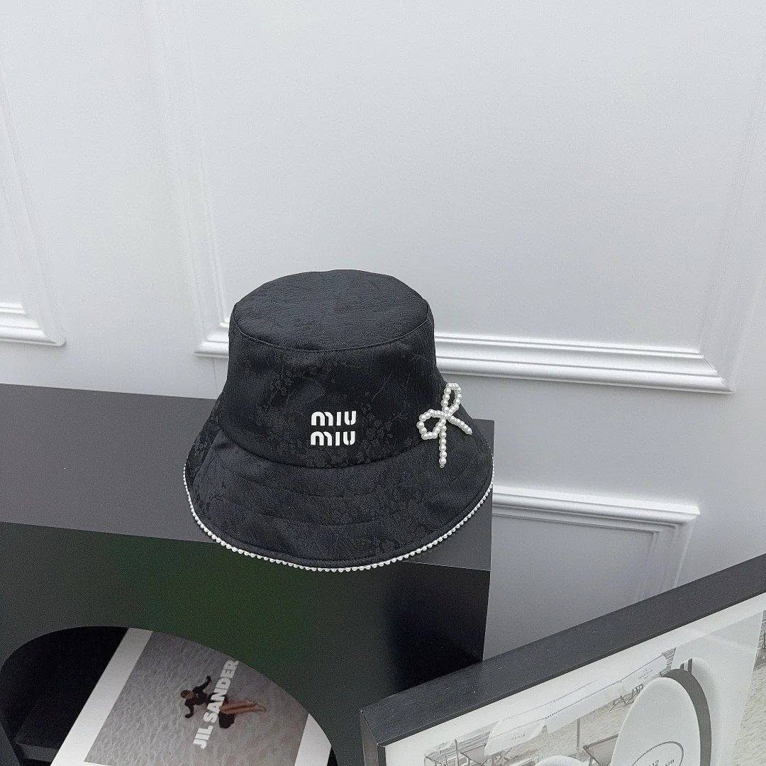 Miu Miu - Новая прочная рыбацкая шляпа с жемчужным принтом