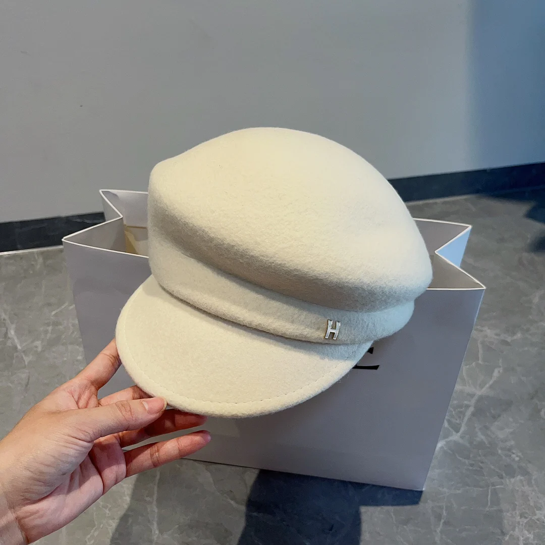 Hermes - Минималистичный шерстяной берет - Белый