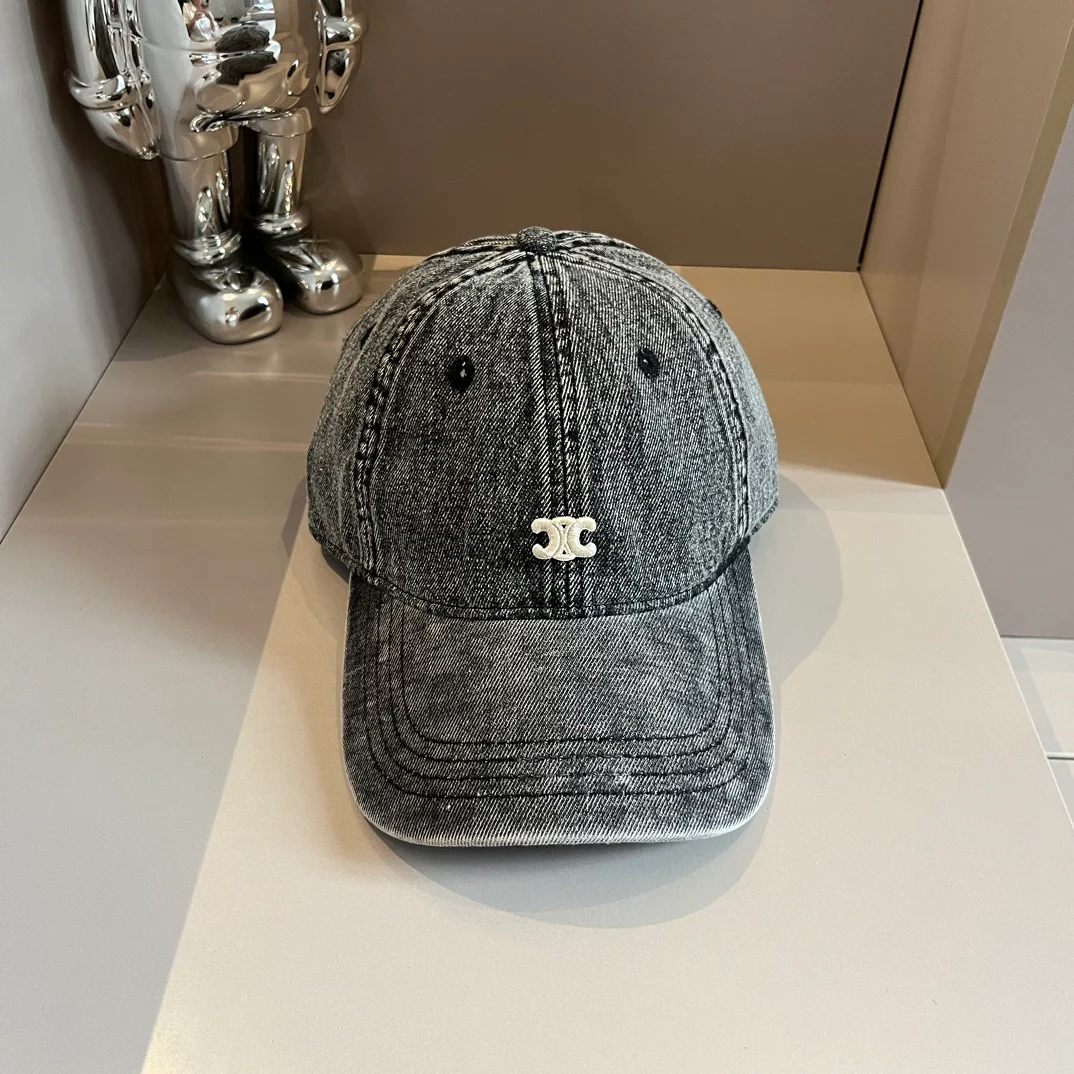 Celine - Бейсболка из выстиранного денима - Серая