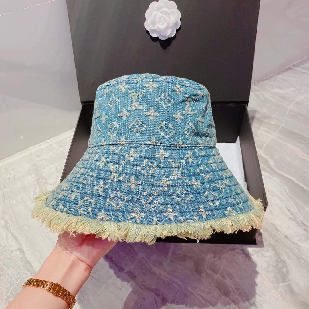 Панама из джинсовой ткани с монограммой LV и эффектом щетины