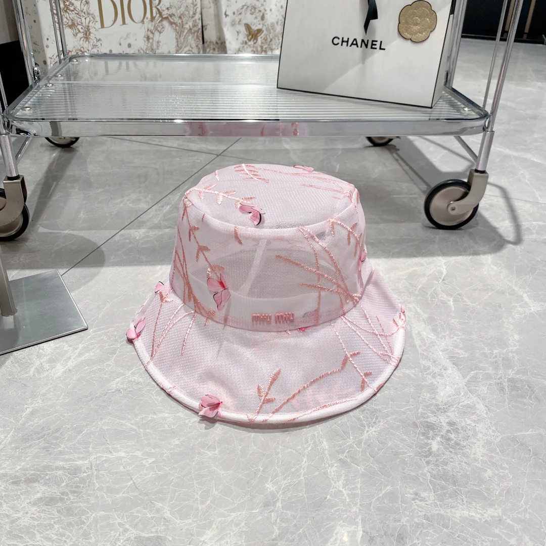 Новинка весны/лета Miu Miu 2023 — Рыбацкая шляпа из органзы — Розовая