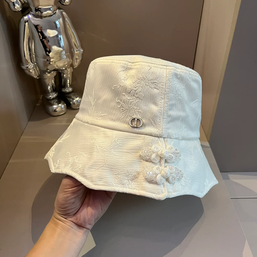 Dior - Рыбацкая шляпа с волнистыми полями - белая