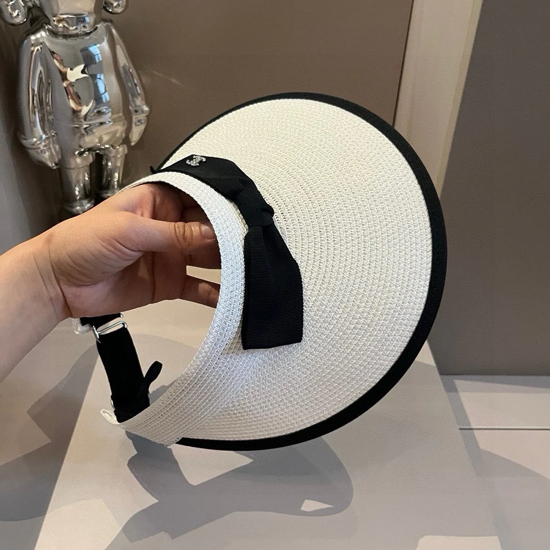 Chanel - Элегантная шляпа от солнца с бантом - Белая