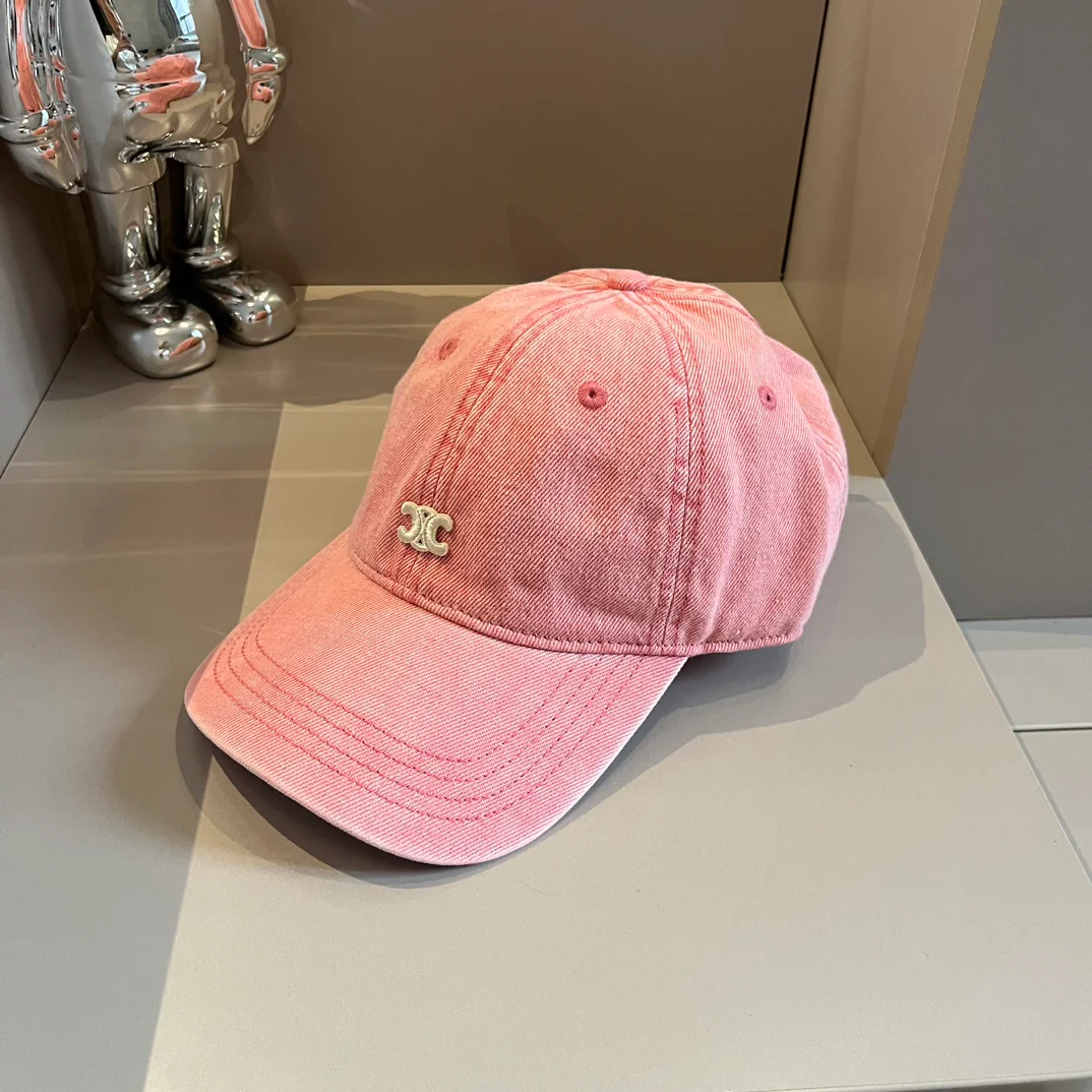 Celine - Бейсболка из выстиранного денима - Розовая