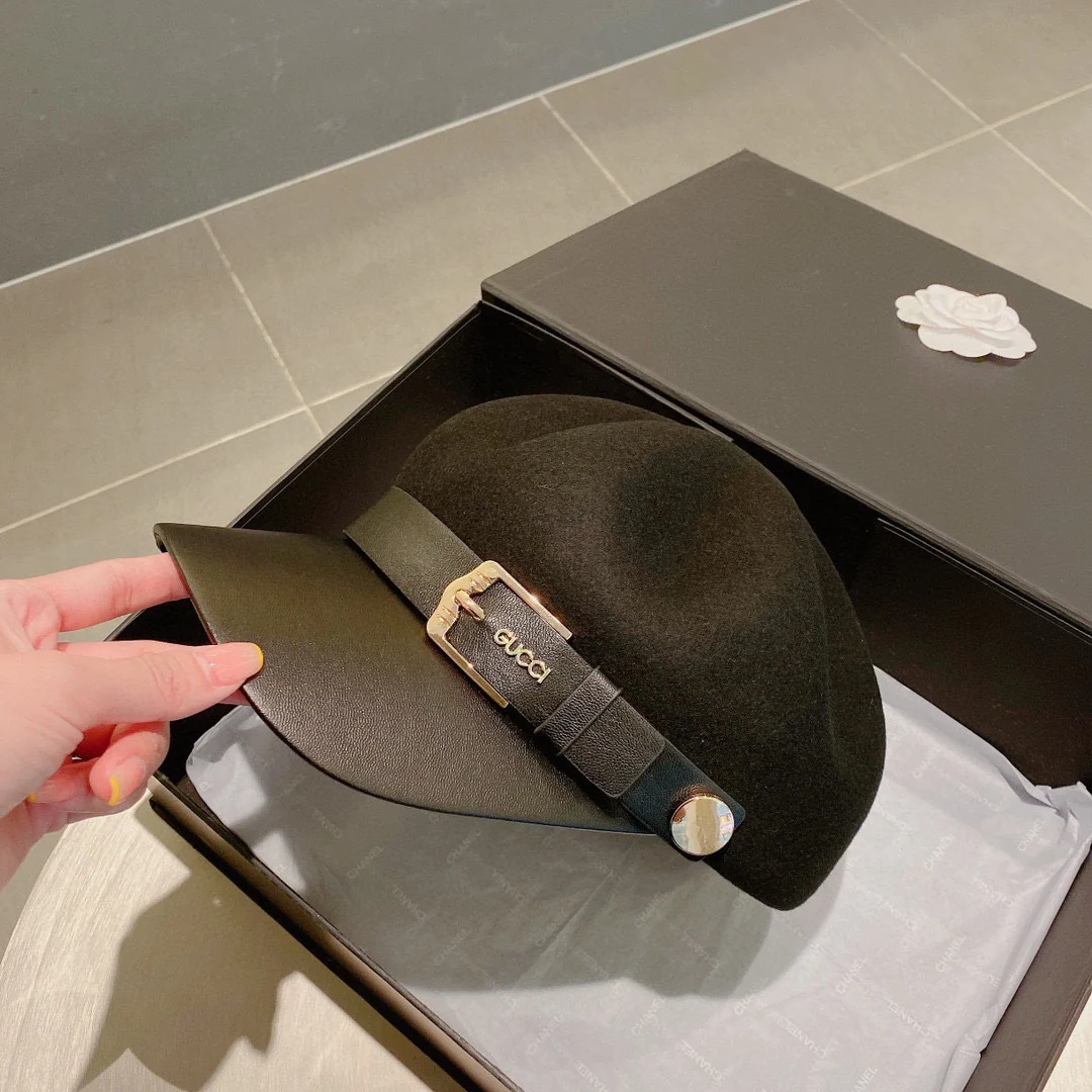 Шерстяная восьмиугольная бейсболка Gucci - черная