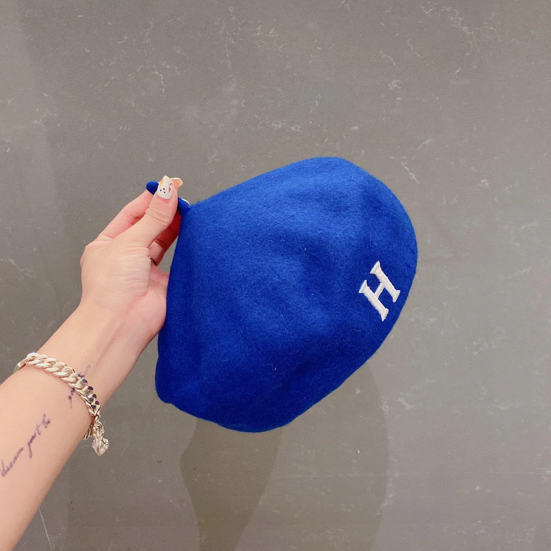 Шерстяной берет Hermes - синий