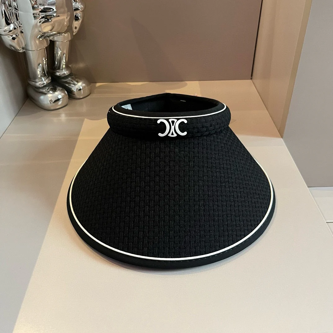 Celine - Новая минималистичная солнцезащитная шляпа с логотипом - Черная