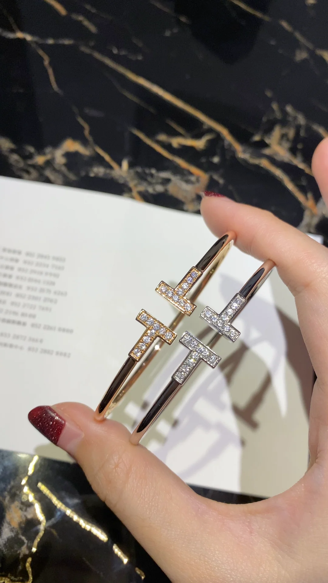 Браслет Tiffany 025 с двойной буквой Т и бриллиантами