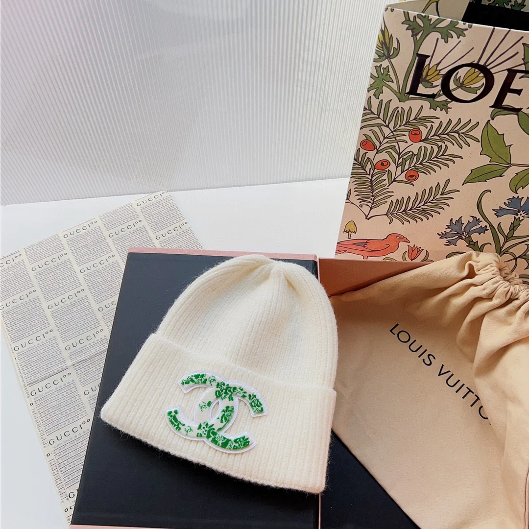 Chanel - Вязаная шапка-бини - Белая - 2