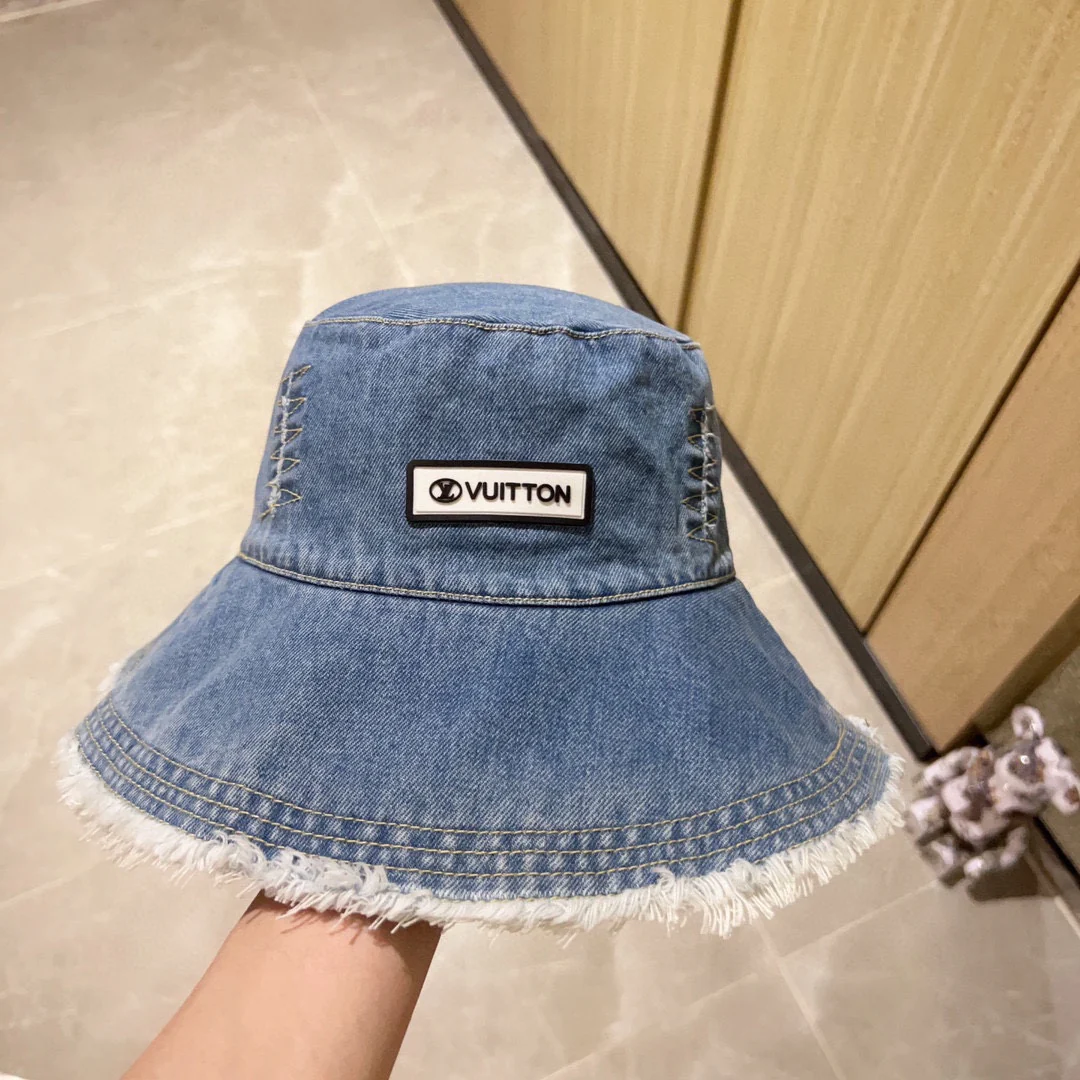 Новая джинсовая ретро-шляпа рыбака с кисточками LV 2023