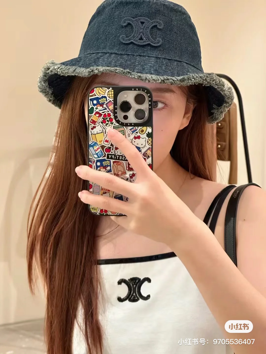 Celine - Новая вышитая панама из выстиранного денима