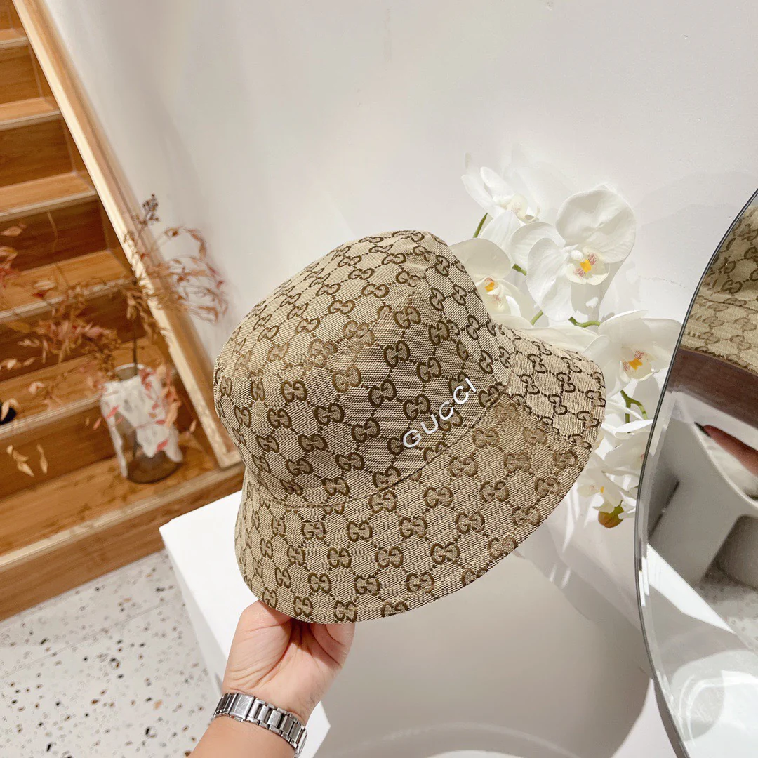 Двусторонняя панама Gucci с монограммой - цвет хаки