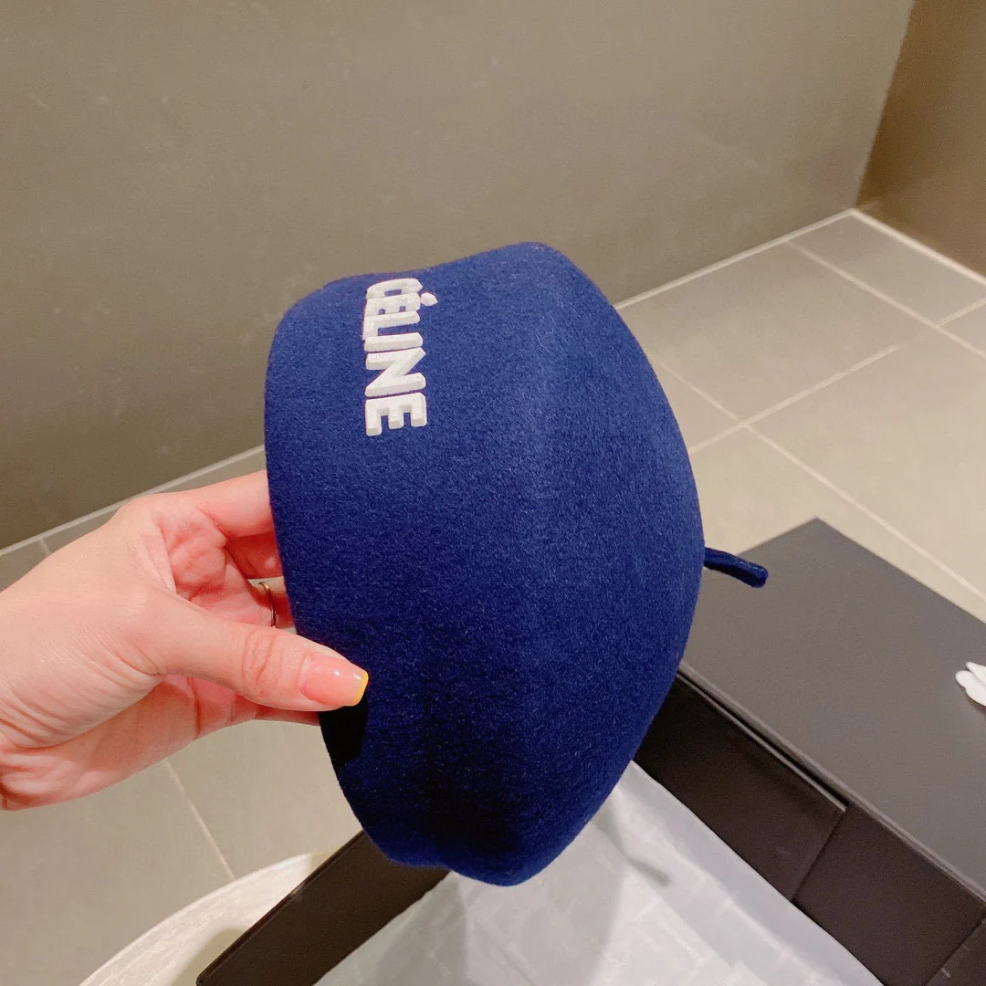 Селин - Шерстяной берет - Синий