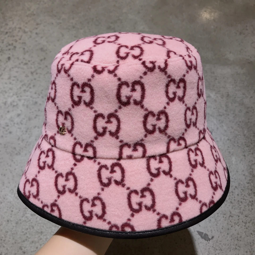 Шерстяная панама Gucci с монограммой - розовая